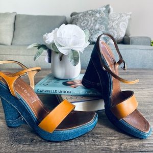 Sexy!! ! Denim/Leather Shoe by CASADEI SZ 7